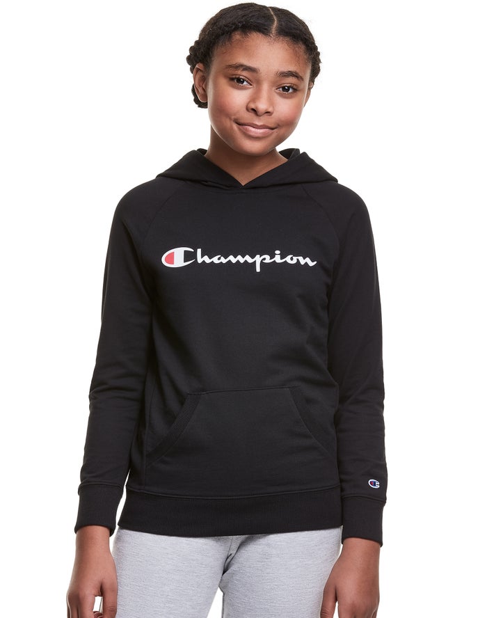 Champion Girls Hoodie NZ - French Terry Script Logo Black ( 9725-JQYME )